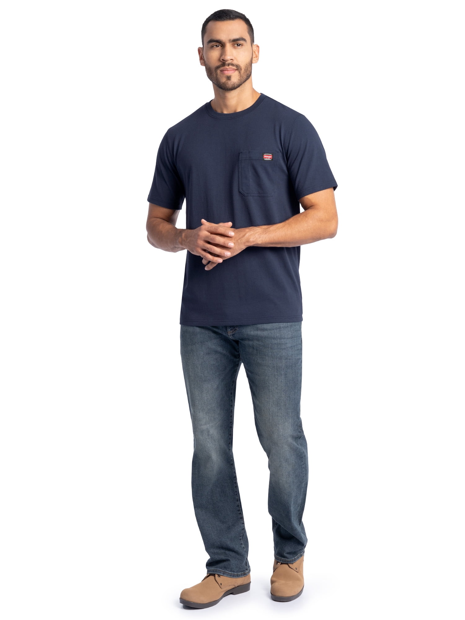Wrangler Workwear Men's Short Sleeve Heavyweight Pocket Crew T-Shirt