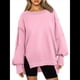 thumbnail image 1 of Sudaderas de Gran Tamaño para Mujer, Cuello Redondo, Larga, Informales, Holgadas, con Abertura, Otoño 2025 Rosa S, 1 of 8
