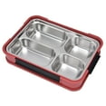 thumbnail image 4 of Bandeja multifuncional de acero inoxidable con compartimentos para la cena, ideal para estudiantes, comedor escolar, color rojo espino (4 compartimentos)., 4 of 14