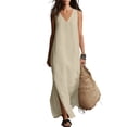 thumbnail image 2 of XIAOCHA Solid Maxi Dress For Women Sleeveless V Neck Split Summer Beach Cover Up, 2 of 5