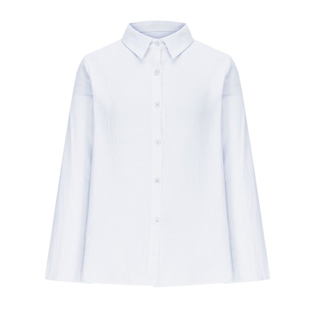 GreatBaby Ladies' Fall Winter Blouses Leisure Long Sleeved Standup Collar Rib-Knit Cuffs Shirts with Buttons Solid Color Comfy Linen Tops(White#7,L)