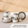 thumbnail image 5 of Juego de 6 tazas de café Globe Coffee Cup de 80 ml (2,7 oz), tazas pequeñas para espresso con platillos, de porcelana, con diseños negros y asas doradas, ideales para servir café, espresso y capuchin, 5 of 5