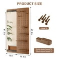 thumbnail image 4 of 47.6"H Wall Mounted Full Length Mirror with Sliding Pegboard Panel, 4 Shelves & 5 Hooks, Brown, 4 of 9