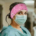 thumbnail image 2 of Jiueut Breast Cancer Nurse Button Headband Pink Ribbon Medical Field Headbands for Women 2 Piece Headbands for Masks with Buttons for Nurses Wide Headbands for Girls Non Slip, 2 of 7