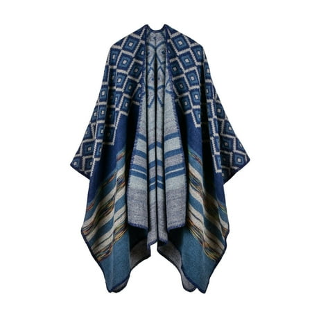 - Winter Women Loose Outerwear Coat Oversized Knitted Cashmere Poncho Cape Shawl Cardigan Sweater