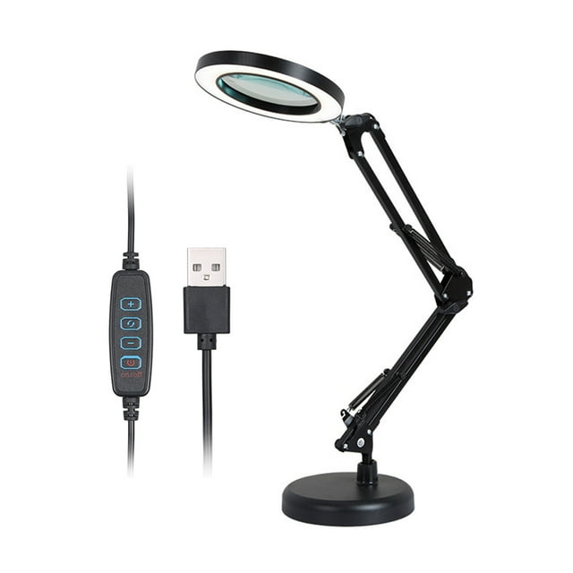 Lupa Lupa con 64 LED Lámpara de mesa con luz de escritorio Aumento de 8 aumentos 10 niveles Abanopi Lámpara de escritorio