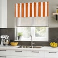 thumbnail image 4 of Burnt Orange Striped Curtain Valances for Windows, Kitchen Valance Window Treatments Panel 2 Pack, Thanksgiving Orange White Stripes Rod Pocket Short Curtains for Bathroom Bedroom 54 x 18 Inch, 4 of 8