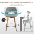 thumbnail image 4 of Zesthouse 26.8" Swivel Bar Stools Set of 2, Linen Upholstered Counter Height Stools with Open Back and Brushed Wooden Legs, Mid Century Barstools Kitchen Bar Chairs for 36"-39" Countertop, Gray, 4 of 10