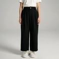 thumbnail image 2 of CPNG Girls Wide Leg Dress Pants Solid Color Elastic High Waist Wide Leg Casual Uniform Pants with Pockets, 2 of 8