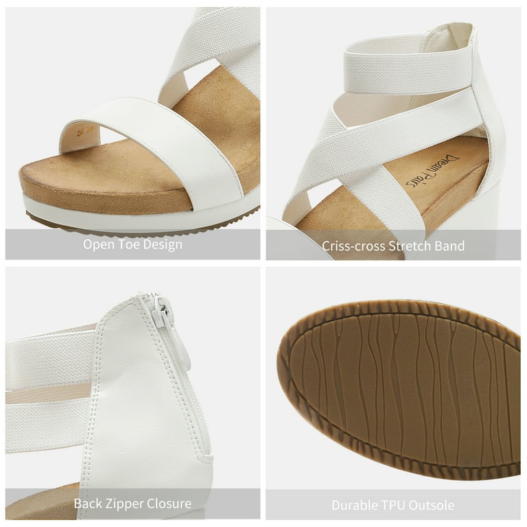 Dream Pairs Women's Elastic Ankle Strap Wedge Heels, Open Dream Pairs Women's Elastic Ankle Strap Wedge Heels, Open