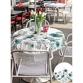 thumbnail image 5 of Outdoor Tablecloth with Umbrella Hole for Patio/Picnic/Party/Camping, Teal Grey Flowers Waterproof Table Cloth Round Cover Washable, Spring Watercolor Blooms Floral Plant (Dia 60"), 5 of 9