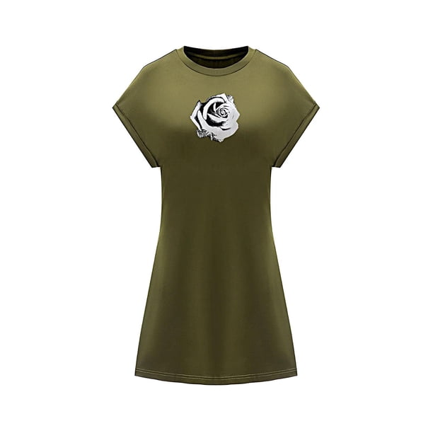 Vestido corto de verano para mujer, vestido clásico de primavera con cuello redondo para el trabajo de vacaciones en la playa XL