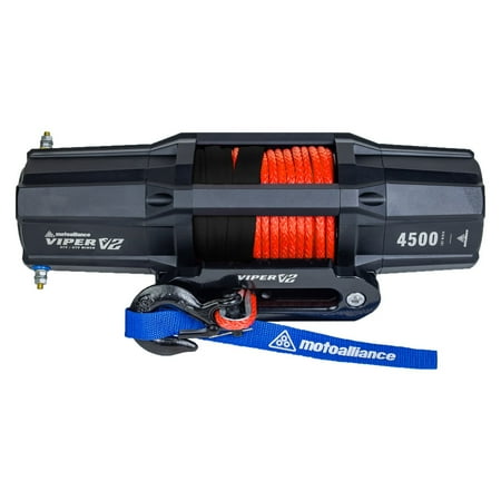 MotoAlliance VIPER V2 ATV/UTV Winch 4500lb- 40 feet ORANGE Rope, Wireless Remote