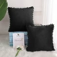 thumbnail image 5 of Unique Bargains 2-Pack Soft Velvet Pompoms Throw Pillow Covers 18" x 18" Black, 5 of 8