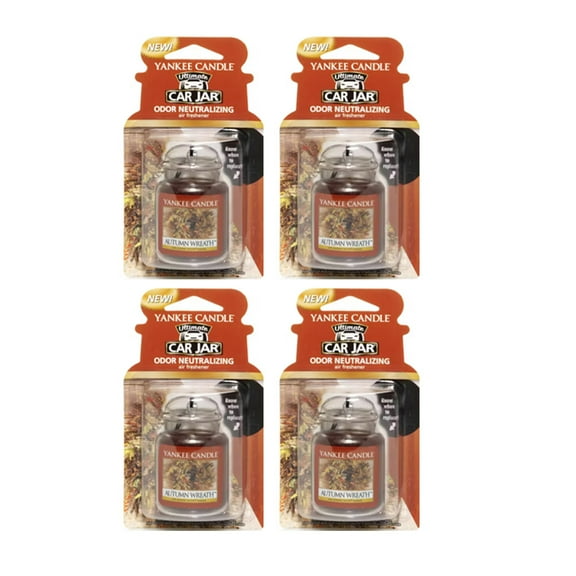 Yankee Candle Car Jar Ultimate Hanging Car Air Fresheners, Autumn Wreath, 0.96 oz (Pack of 4)