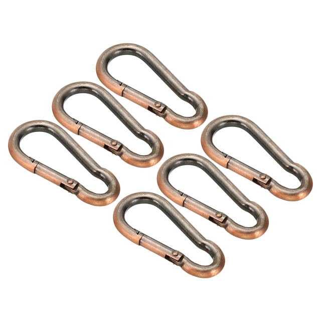 Unique Bargains 5mm Spring Snap Hook Clips Chain Quick Links Connector Ring Lock 88 Lbs Red Bronze 6 Pack