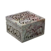 Hashcart  Marble Jewelry Box Small Decorative Box Tarot Box Stash Box Trinket Box |Size- 4" x 4" x 2"| Handcarved Soapstone Great Gift for Women