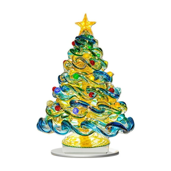 Tabletop Xmas Tree - 2D Flat Acrylic Christmas Tree Decoration,Mini Artificial Pine Tree Ornament,Holiday Party Centerpiece,Artificial Pine Tree for Home & office Decor,8.3 x 8.3in