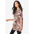 thumbnail image 3 of Roaman's Women's Plus Size Floral Y-Neck Pintuck Tunic – Adjustable Long Sleeve Button-Front, Relaxed Shirt Style, 3 of 4