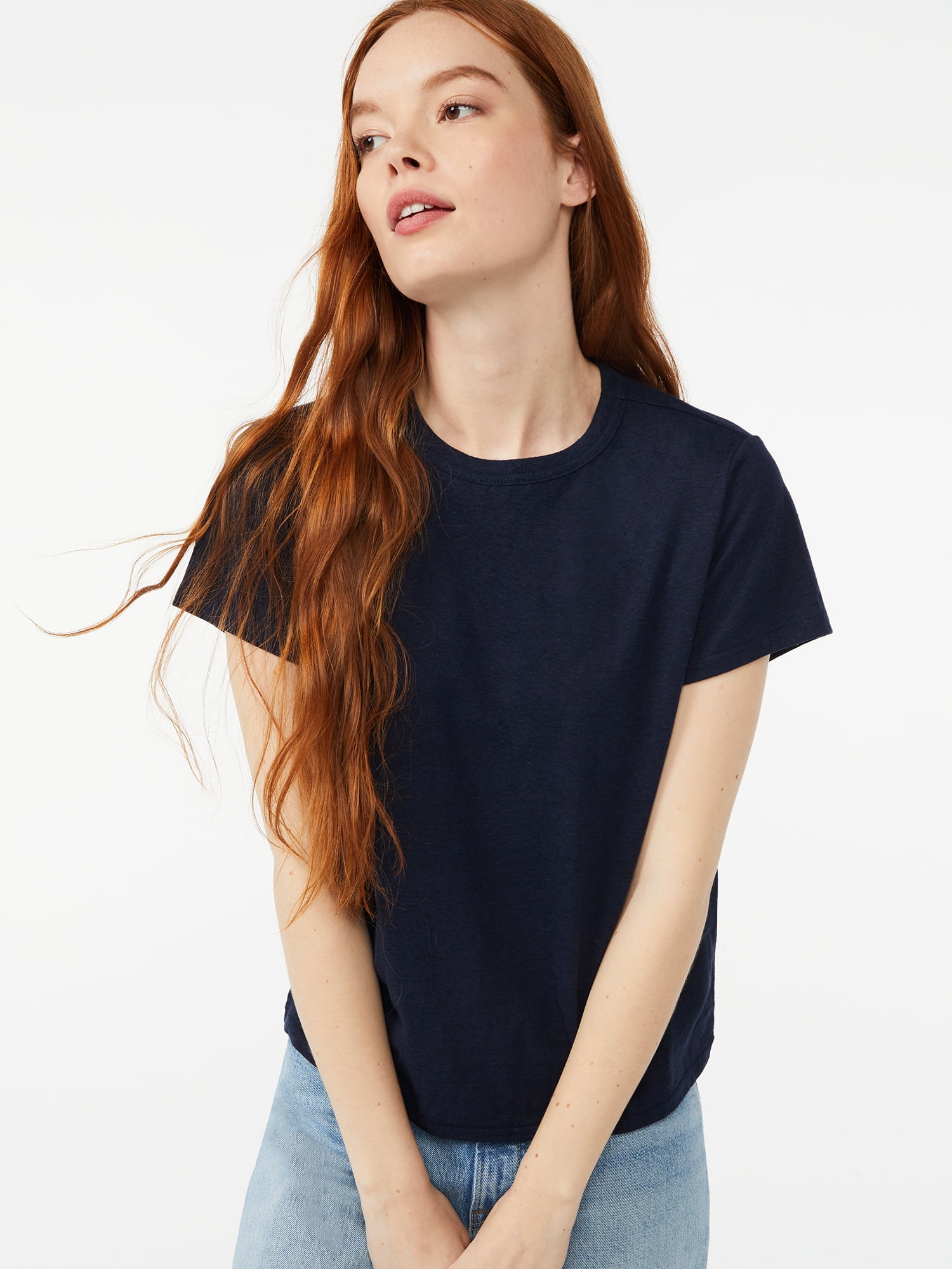 Free Assembly Women's Ringer Tee with Short Sleeves
