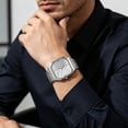 thumbnail image 4 of Reloj de pulsera de cuarzo unisex con correa de acero inoxidable, resistente al agua hasta 30 m, elegante reloj de vestir casual, caja de 36 mm, adecuado para hombres y mujeres, 4 of 9