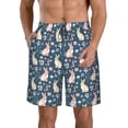 thumbnail image 2 of Uemuo Cute Rabbit Floral Pattern Men's Swim Trunks Hawaiian Beach Bathing Suit Swimsuits Beach Quick-Dry Shorts with Pockets-3X-Large, 2 of 9