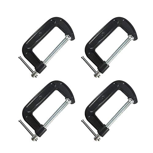 and Building by Blue Collar Tools 4 Piece 3 Inch C-Clamp Set Quality Iron C Clamps for Woodworking Welding Industrial Strength