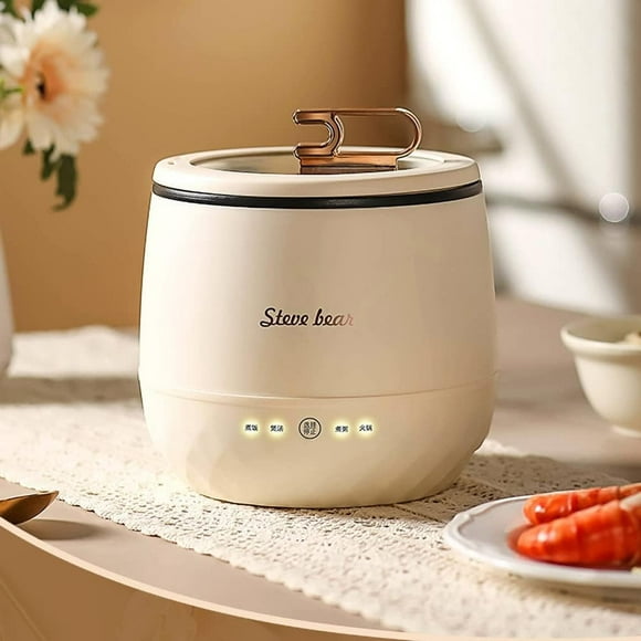Mini Rice Cooker Portable Design Rice Cooker Small for Long-Distance Travel cute rice cooker Multi-function Rice Cooker Stainless Steel Inner Pot Low Carb Rice Cooker-Beige