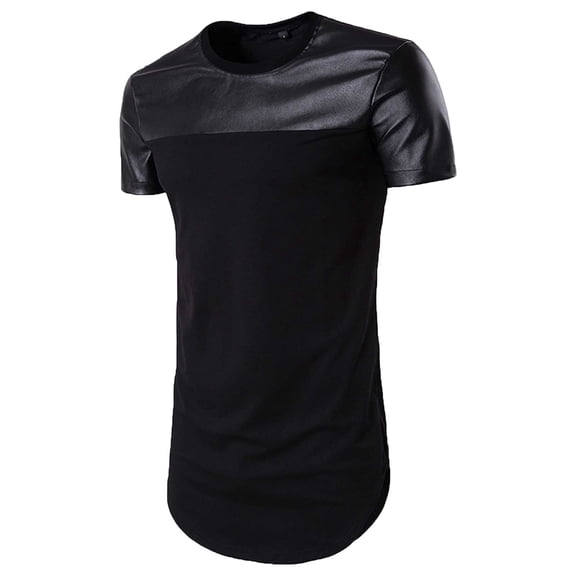 YLSDY Mens Longtail Shirts Workout Elegant Color Block Basic Tees Raglan Short Sleeve Blouse Crew Neck Summer Tops Longline Drop Tail T-Shirts Men Trendy 2024 Fashion Homewear Black XL