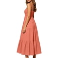 thumbnail image 6 of Womens Summer Dresses Bohemian Spaghetti Strap Smocked Tiered Long Beach Sun Dresses Sleeveless Solid Maxi Dress Tank Dresses for Women, 6 of 9