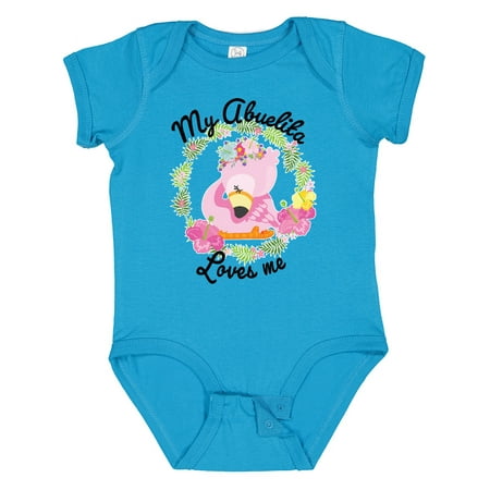 

Inktastic Baby Flamingo My Abuelita Loves Me in Flower Wreath Boys or Girls Baby Bodysuit