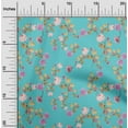 thumbnail image 1 of oneOone Cotton Poplin Twill Turquoise Blue Fabric Flower & Leaves Watercolor Sewing Fabric By The Yard Print Diy Clothing Sewing 56 Inche Wide, 1 of 4