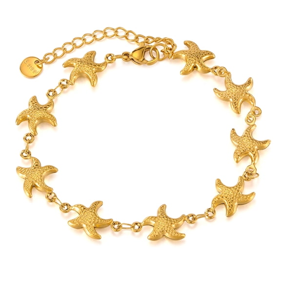 SKQIT Gold Bracelets for Women 18K Gold Plated Starfish Bracelet Dainty Summer Beach Ocean Bracelet Trendy Boho Statement Adjustable Bracelets
