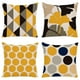 thumbnail image 1 of Juego de 4 fundas de cojín decorativas amarillas de lino de 18 x 18 pulgadas, fundas de almohada geométricas, fundas de almohada cuadradas, 1 of 5