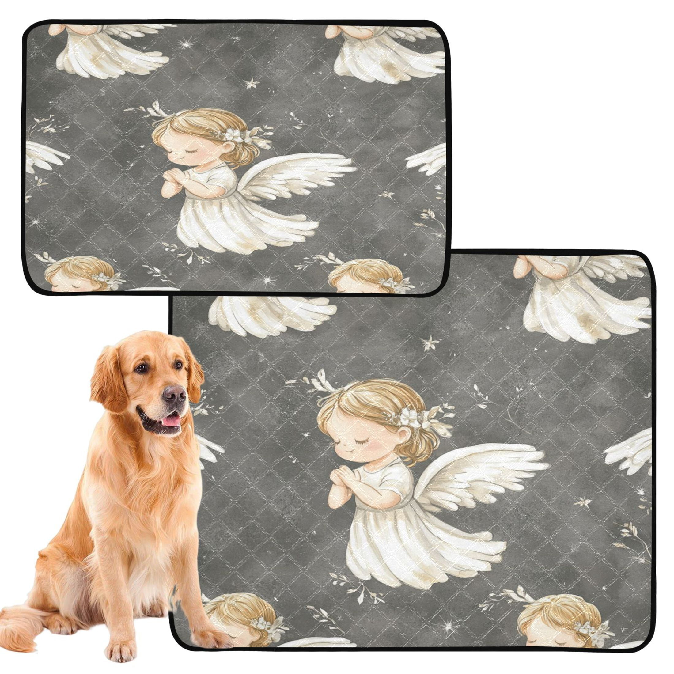 Qxltty Little Angels with White Wings Pattern Cat litter Pads Pet Set of 3 Diaper Mats Center Anti-leakage Layer Absorbent Soft and Comfortable