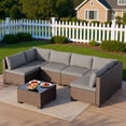 thumbnail image 4 of Patio Furniture Set - Includes 7 PCS Wicker Sectional sofa & 11x11 Pop Up Gazebo, 121 Square feet of Shade for Poolside, Garden, Party, Gray, 4 of 6