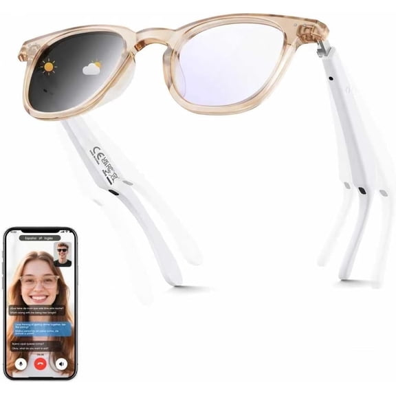 AI Smart Glasses for Men & Women, Auto-Tinting Translation Glasses with 140  Languages, Open-Ear Stereo Speakers, UV400 & Blue Light Protection