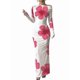 thumbnail image 1 of Vestidos Largos Ajustados con Frunces, de Larga y Estampado Floral para Mujer, para Fiesta, Club y Otoño/. Flor Rosa S, 1 of 8