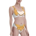 thumbnail image 2 of Daiia Prince Corgi Dog printed 2 piece Swimsuit Bikinis for Women High Waisted Racerback Bathing Suits Summer Tummy Control Scoop Neck Swimwear-Small, 2 of 8