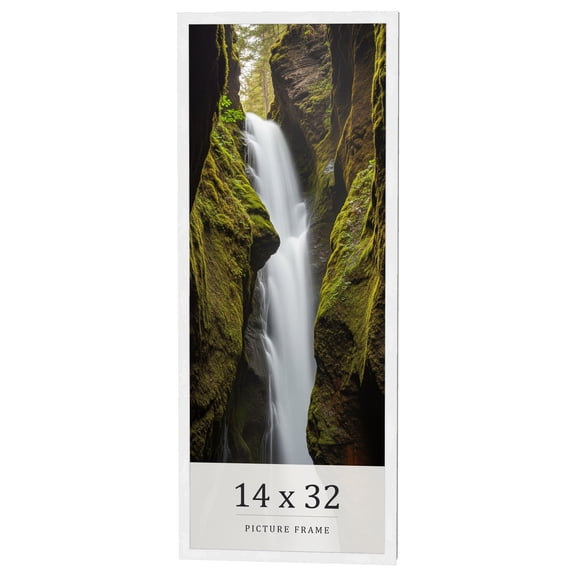 14x32 Frame White Real Wood Picture Frame Width 0.75 inches | Interior Frame Depth 0.5 inches |