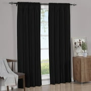 Pair Rod Pocket Soho Faux Silk Curtain Panels (Set of 2 Panels)- Black - 42x63