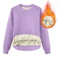 thumbnail image 5 of ManxiVoo Women Fleece Lined Sweatshirt Round Neck Casual Warm Pullover Without Hood For Cold Weather Comfort and Outdoor Activities XXL Size Purple, 5 of 5
