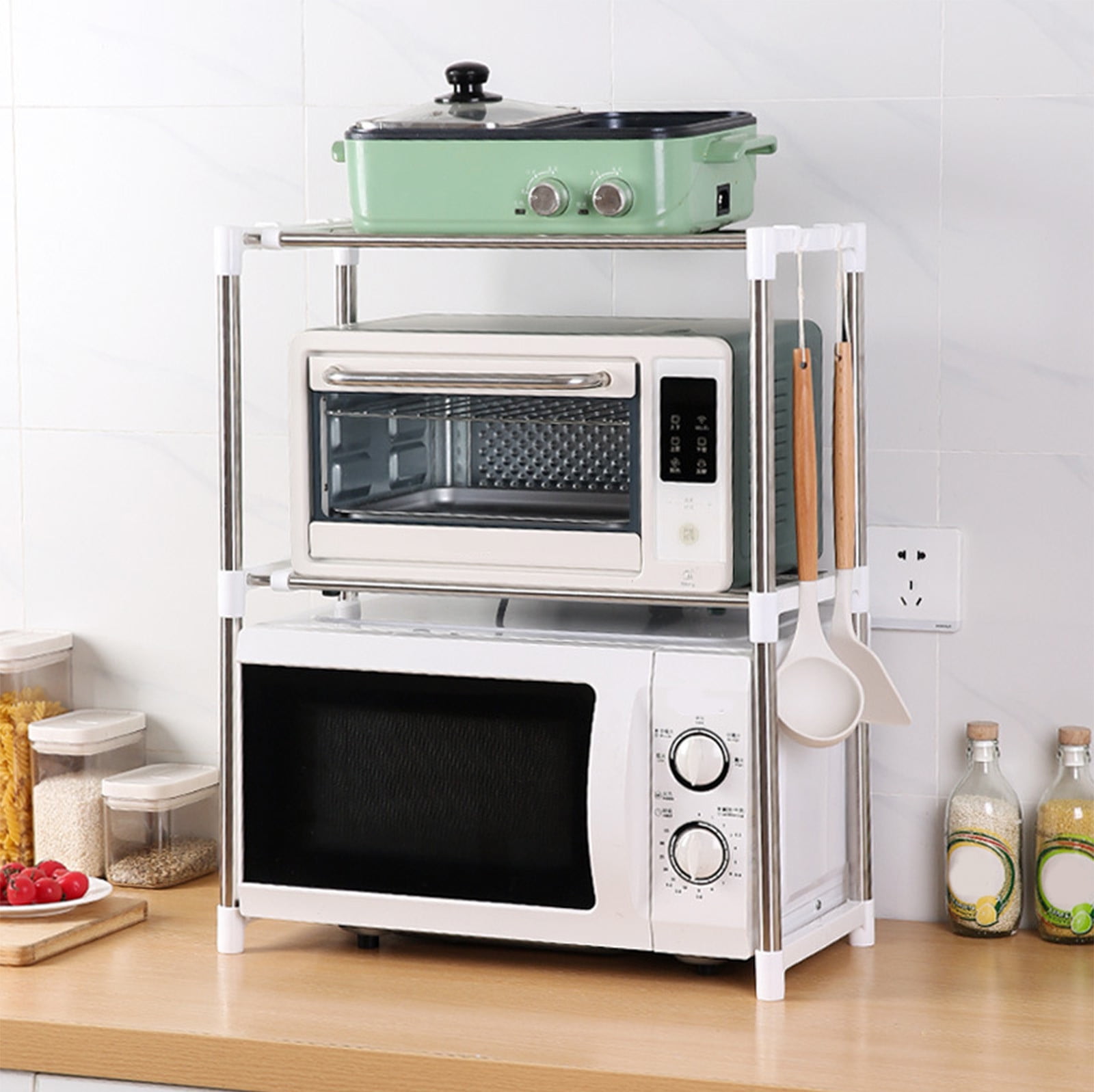 Dvkptbk Wire Shelving Microwave Rack Expandable Microwave Rack ...