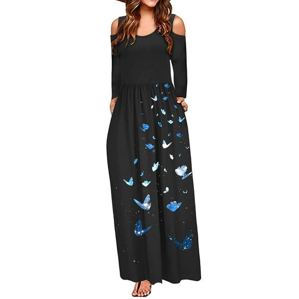 Vestido maxi con hombros descubiertos Estampado floral para mujer