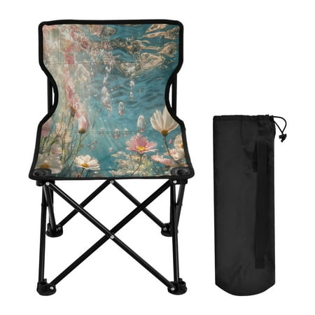 YAZAOO Camping Chairs Modern Pink Flowers and Daisies Pattern Folding chair