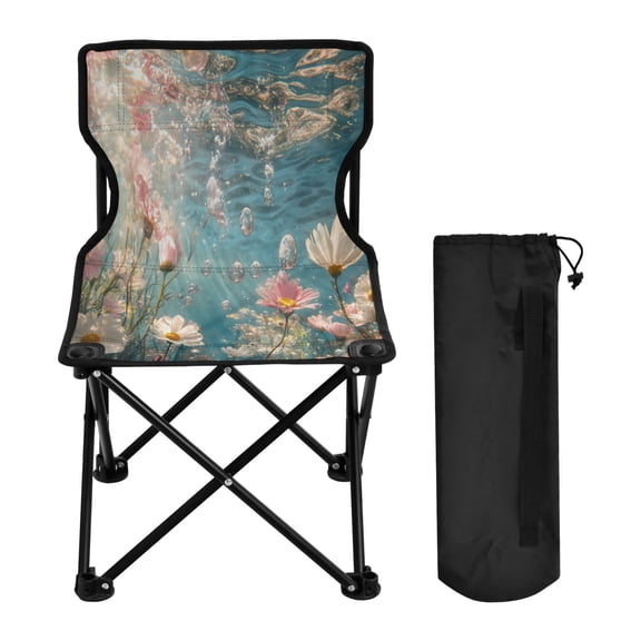 YAZAOO Camping Chairs Modern Pink Flowers and Daisies Pattern Folding chair