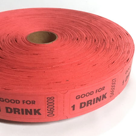 Red Good For One Drink Ticket Roll