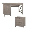 thumbnail image 1 of Bush Furniture Key West 2 Piece 54" Single Pedestal Desk and File Cabinet Set in Washed Gray, 1 of 15
