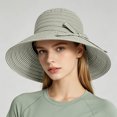 thumbnail image 2 of QSAWXQZ Women's Striped Sun Hat Wide Brim Bow Foldable Beach Summer Outdoor Hat Lightweight Travel Headwear Free Size, 2 of 6