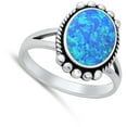 thumbnail image 4 of CHOOSE YOUR COLOR Blue Simulated Opal Cocktail Ring .925 Sterling Silver Band CZ Female Size 6, 4 of 4